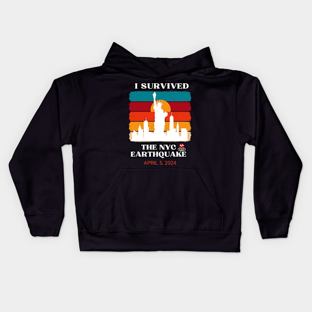 I survived the nyc earthquake 2024 Kids Hoodie by dooddles